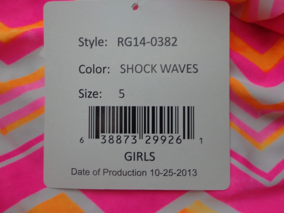 St. Tropez brand girls NWT sz 5 one-piece tankini striped pink/orange swimsuit   - Image 4 of 4