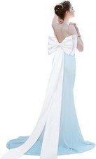Long Satin Big Bow Detachable dress Train Removable Sweep Train Waist Sash Belt