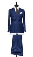Herren Blau Anzug Groomsmen Zweireihig Hochzeit Party Dinner (Mantel + Hose)