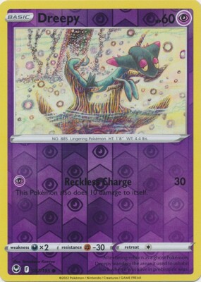 Reverse Holo Dreepy 087/195 Silver Tempest Common Pokemon TCG