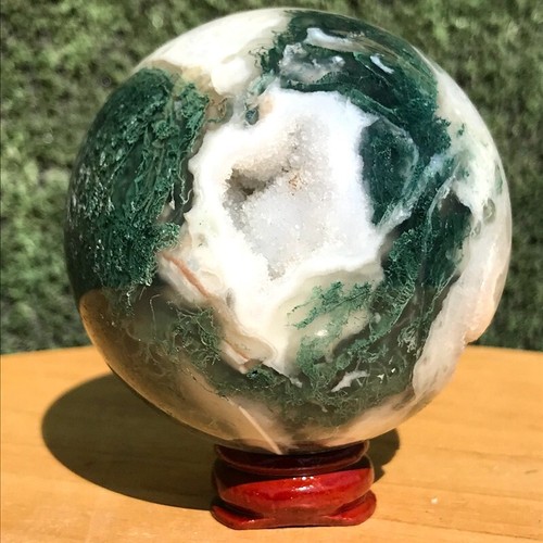 380G Natural Aquatic agate Geode Quartz Ball Crystal Sphere Specimen Healing - Picture 17 of 22