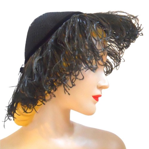 Vintage 1950s Black Velvet Veil Hat – Birdcage Veil Cocktail  display picture 1