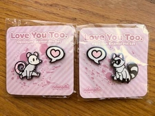 Melangetic Love You Too Raccoon Opossume Garbage Pals Heart Hard Enamel Pin Set