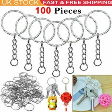 100pcs Silver Keyring Blanks Tone Key Chains Split Rings For Link Chain Craft UK
