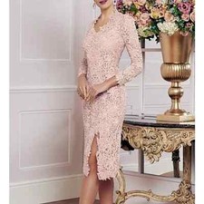 Of Mother Elegant Lace The Sheath V-Neck Knee Length Short Wedding Guest Dress  