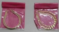 2 pair of large oval hoop pierced earrings NOS