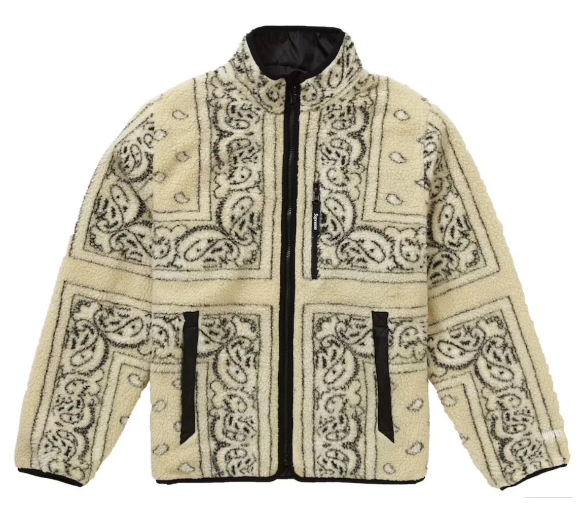 VESTE POLAIRE BANDANA SUPREME RÉVERSIBLE BANDANA BRONZAGE NOIR COUPE XL (#1)