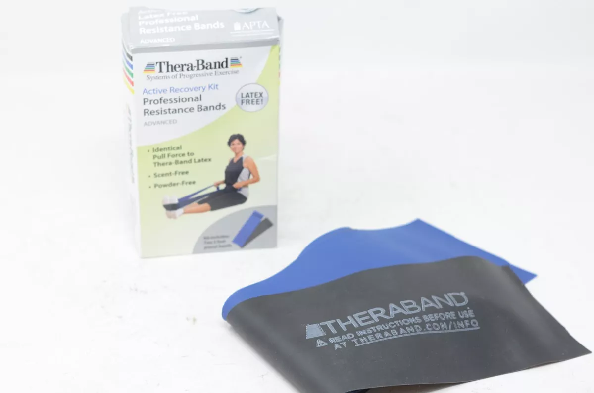 TheraBand 20381 Non Latex Exercise Band Active Recovery Kits Blue Black Set