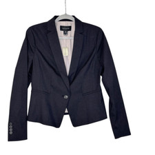 Ann Taylor Navy Checked One-Button Blazer  Size 8