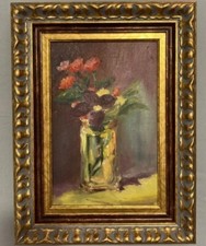 Tableau ancien Huile Nature Morte Bouquet de fleurs XXéme