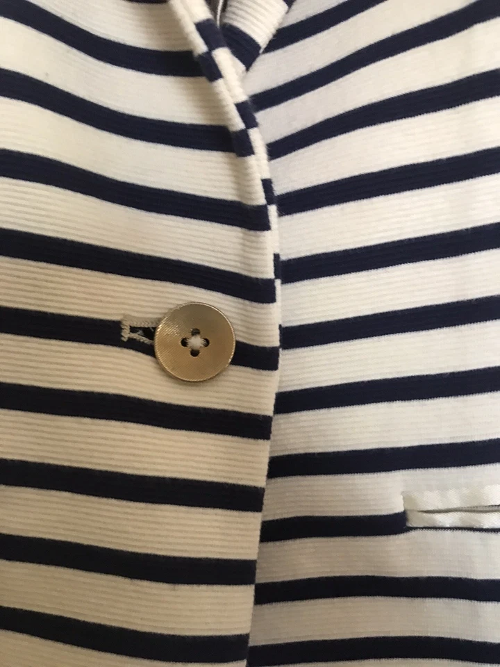 Bellissima Giacca Righe Panna E Blu brand Merci Polsini Alti Seminuova Foto 4 de 4