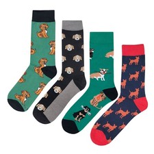NWT Dog Dress Socks 4 Pack Novelty Men 8-12 Crazy Fun Sockfly