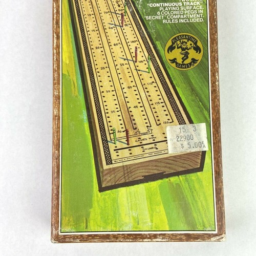 Vtg 1972 Cribbage Board Continuous Track Solid Hardwood W/ Pegs Pleasantime #715 - Picture 4 of 11