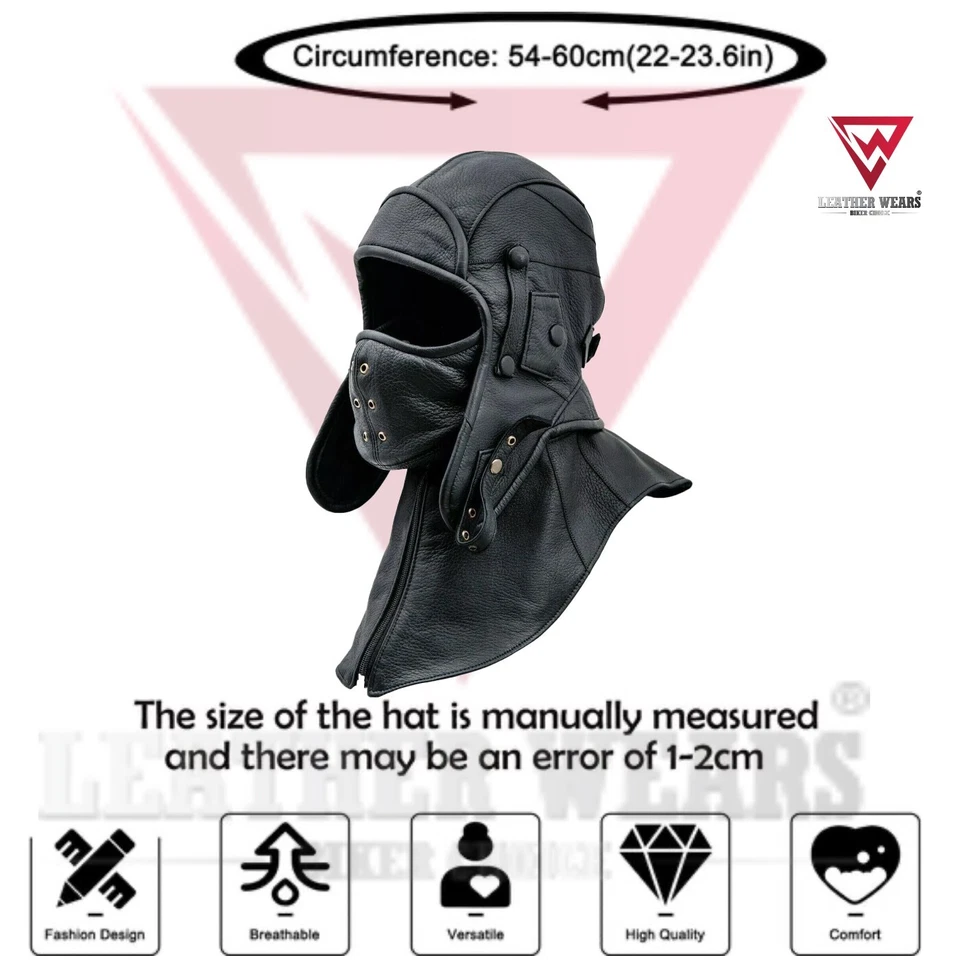 Gorra de piloto convertible de cuero real gorra de aviador sombrero Foto 3 de 4