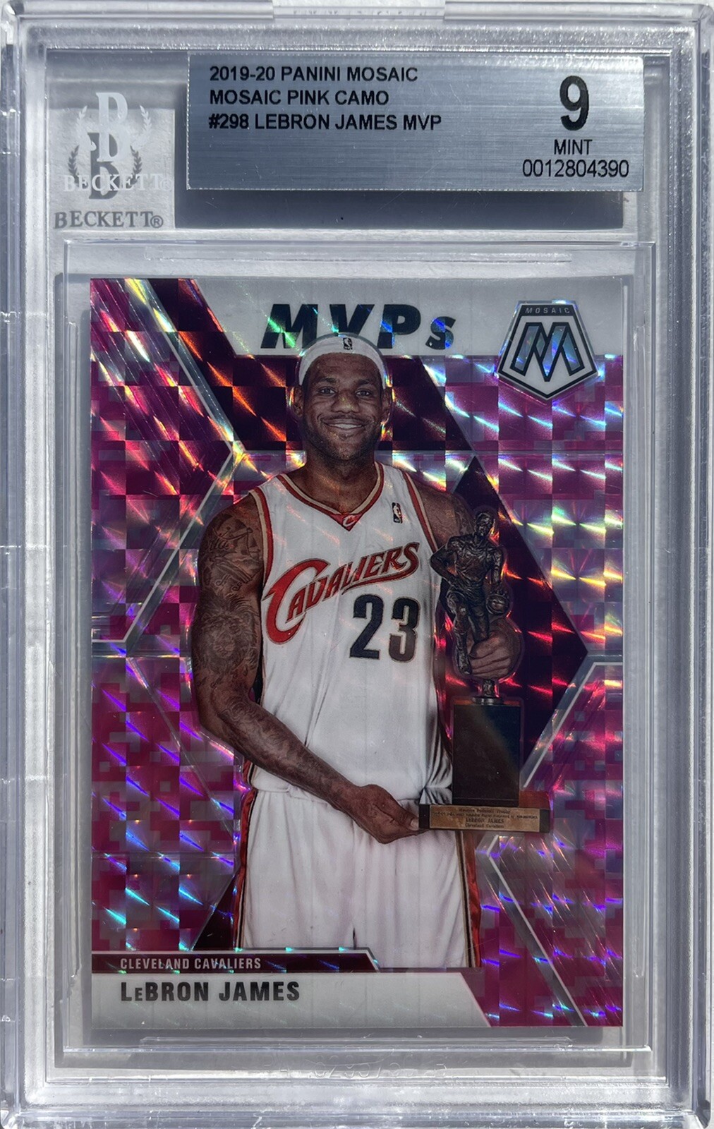 Lebron James 2019 Panini Mosaic Pink Camo #298 BGS 9