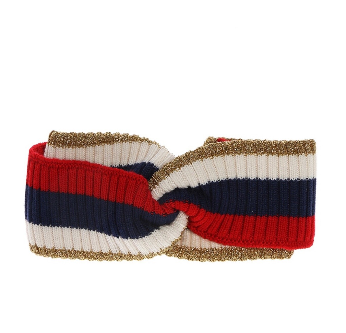 GUCCI ネイビー ストライプ ヘアバンド Gucci Women's White/Blue/Red Stripe Wool Headband M/57