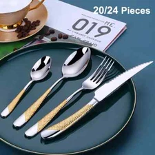 8/12/16/20/24Pcs Cutlery Set Kitchen Utensils Stainless Steel Tableware