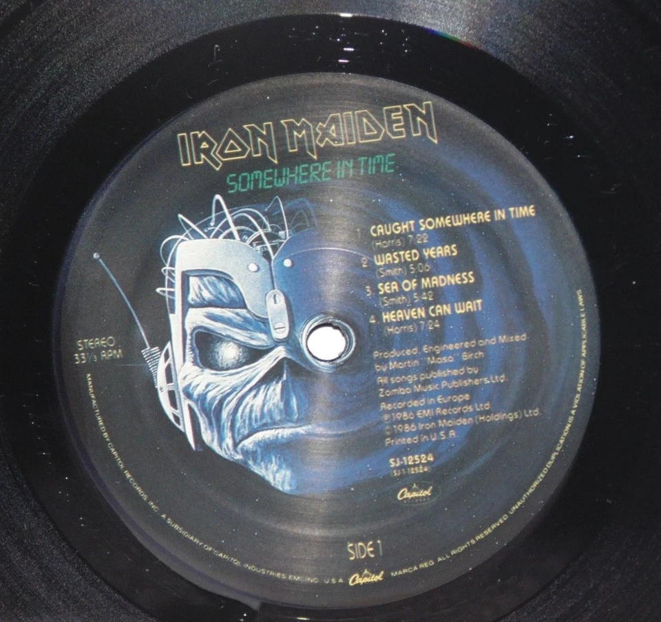 IRON MAIDEN Somewhere In Time LP Vinyl DMM SJ12524 Bruce Dickinson PLAYS WELL - Image 2 of 4