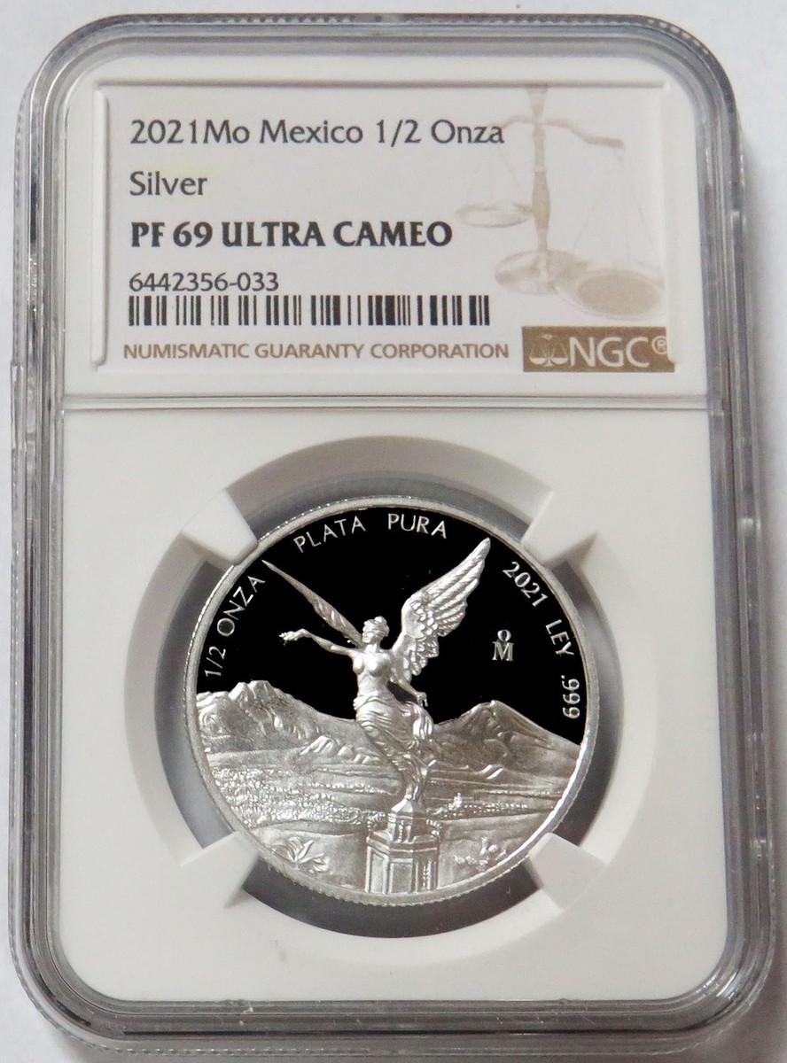 2021 SILVER MEXICO 1/2 ONZA LIBERTAD PROOF COIN NGC PF 69 ULTRA