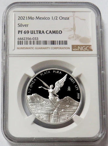 2021 SILVER MEXICO 1/2 ONZA LIBERTAD PROOF COIN NGC PF 69 ULTRA CAMEO