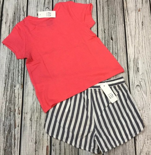 Conjunto Camisa y Pantalones Cortos a Rayas Baby Gap Niñas 3/3T Rosa Logo. Nuevo con etiquetas - Imagen 3 de 6