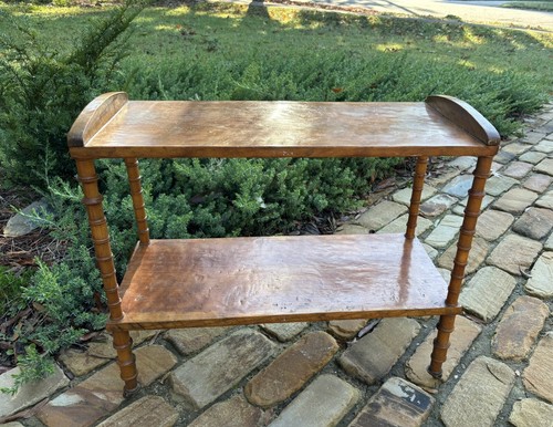 ~Antique Folk Primitive Birdseye Maple Spool Table Occasional~