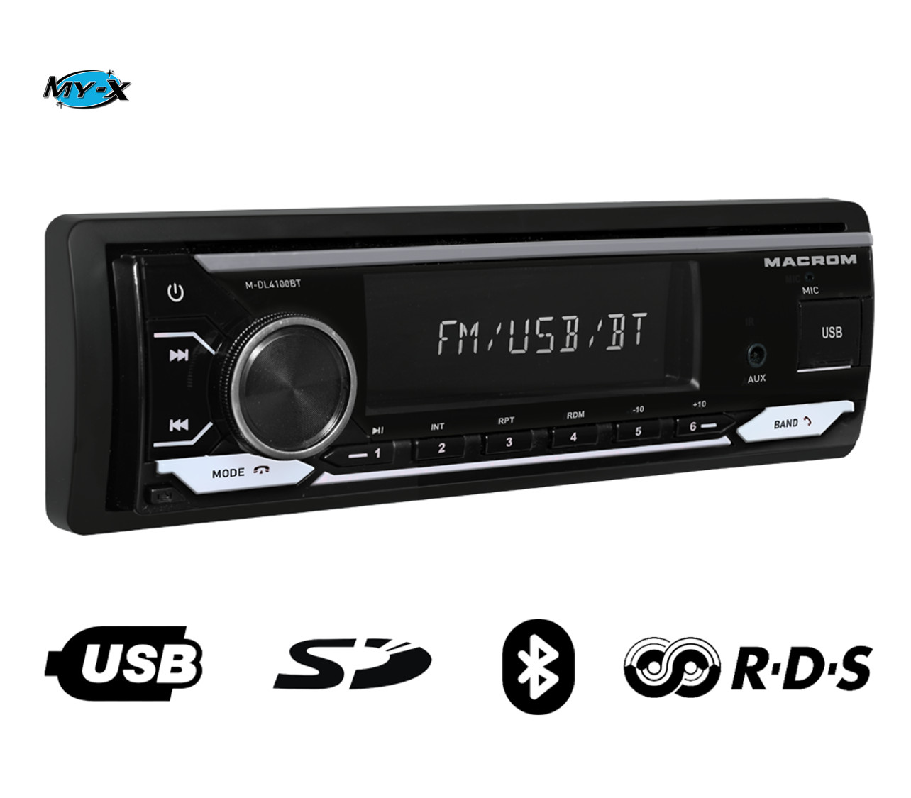 MACROM M-DL4100BT - Autoradio Sintolettore AM/FM-RDS 1DIN con Bluetooth USB SD