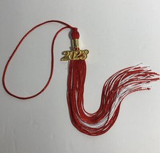 Red/White 2 Color Graduation Tassel With Gold Date Drop 2023 Indiana University