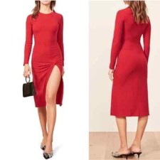 REFORMATION Jeans Size M Piazza Red Ribbed Knit Midi Dress EXCELLENT