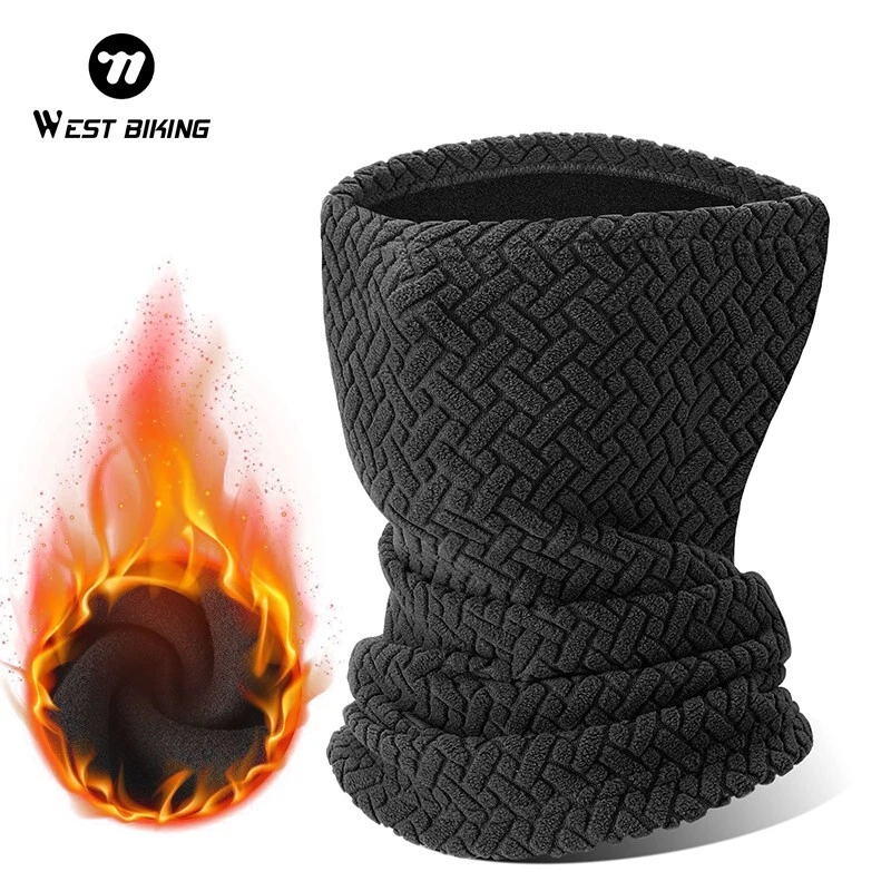 WEST BIKING Invierno Vellón Elástico Terciopelo Máscara Facial Ciclismo Bufanda Bandana Negro Foto 2 de 4