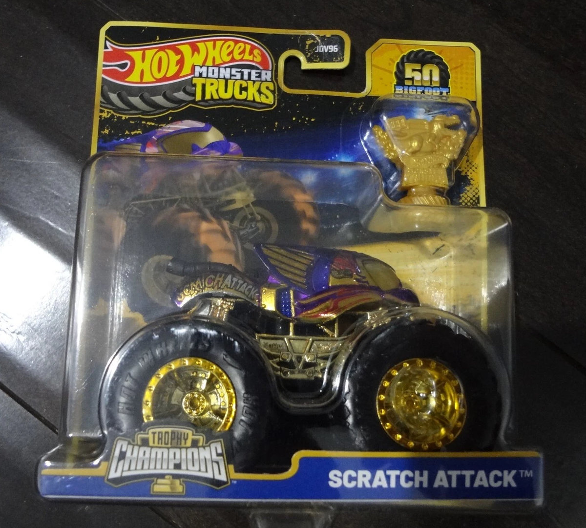Hot Wheels Monster Trucks Bigfoot Trophy Champions Gold 50th