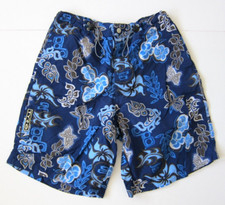 TYR Sport Blue White Grey Floral 100 Nylon Surf Swim Board Short Men Medium