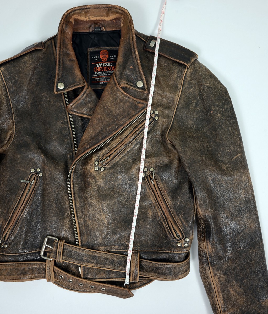 Vintage 80's WRD Chevignon Brown biker Leather Motorcycle