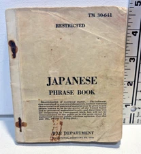 Vintage 1944 Japanese Phrase Book - War Department WWII Era Book