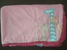 Carters Pink Giraffes Baby Blanket cream Sherpa blue Chevron Dots Stripe Lovey