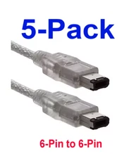 FireWire 400 6 Pin to 6 Pin Cable Clear 4Ft (5-Pack)