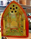 1755  - Vin 1930's J. Chein Cathedral Church Organ Tin Crank Toy Music Box Works