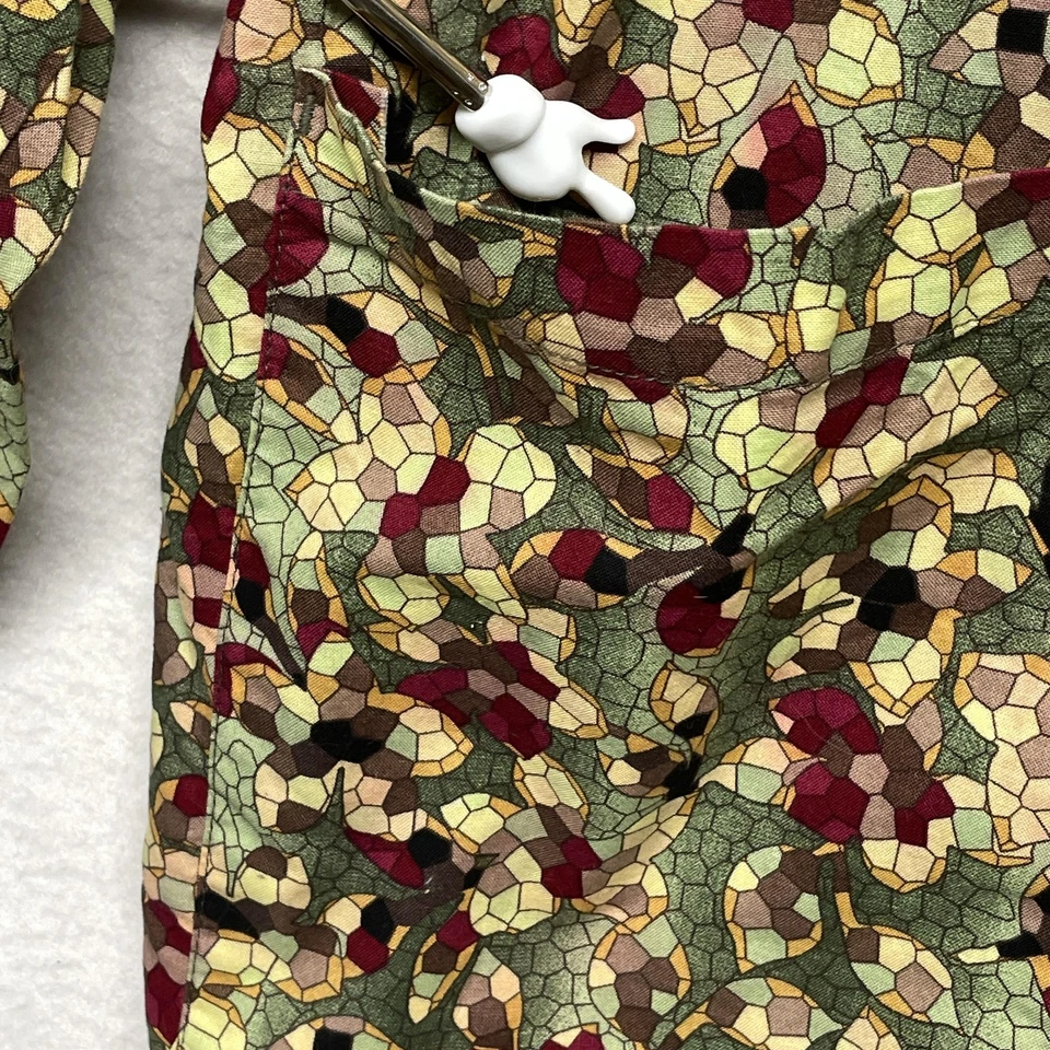 Tafford Scrub Shirt Lab Coat Womens Small Floral Mosaic Long Sleeve Pockets - Image 4 of 4