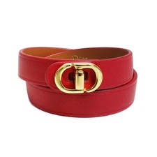 Christian Dior 30 MONTAIGNE Double Bracelet Calfskin Red Size M With Box