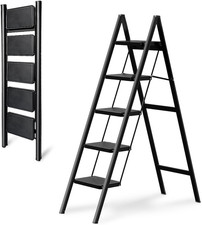 5-Step Folding Ladder, Heavy Duty Ladders for Home & Kitchen, Folding Ladder Eas