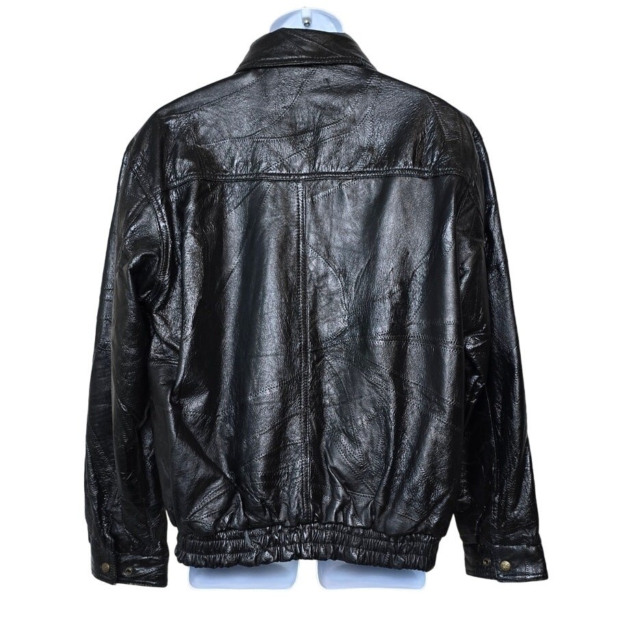Vintage ROADPRO Patchwork Black Leather Bomber Ja… - image 2