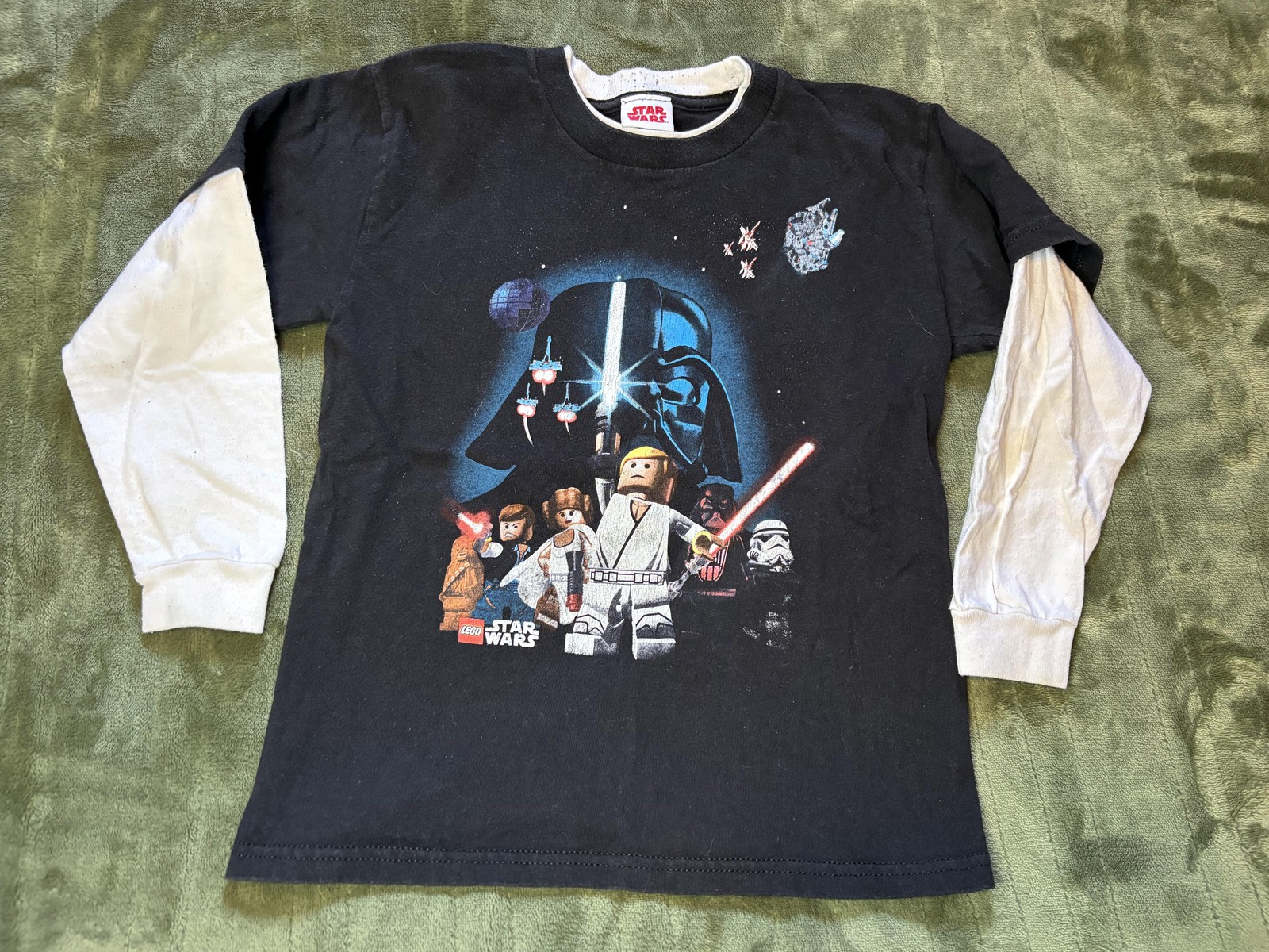 Star Wars LEGO Shirt Boys XL Black Darth Vader Luke Graphic Long Sleeve Tee