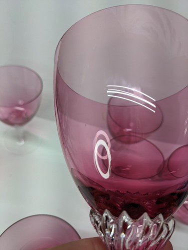 Set of 8 VTG George Borgfeldt Lisa 6 1/4" Cranberry Wine Glasses Goblets - Picture 9 of 14