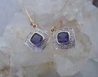 Gold🍀585 14k Tansanit Diamant Ohrringe Ohrhänger bicolor Zertifikat ⚜️Modern⚜️