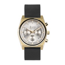 Accurist Origin 41mm Mens Round Gold Analogue Watch with Black Strap