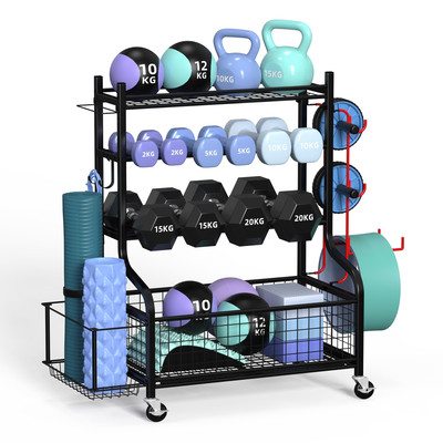 Gym Equipment Storage Rebrilliant Suela Tier Dumbbell Rack, Yoga