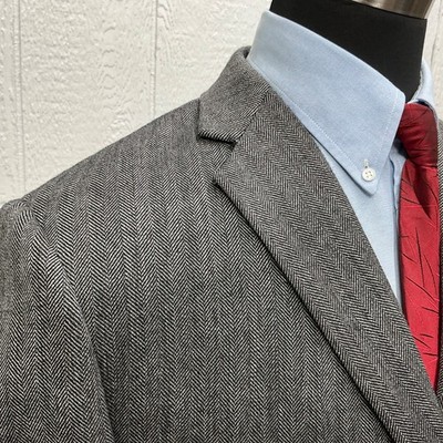 48S Joseph Feiss Gold Luxury Wool Suit Jacket Sport Coat Blazer Herringbone READ