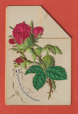 CHROME EMBOSSED - PINK AND ITS FABRIC BUTTON - SOUVENIR OF A BEAUTIFUL DAY