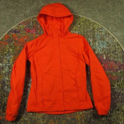 The North Face Dryvent Rain Jacket Women XS Orange Hooded Lighweight Seam Sealed