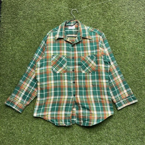 Vintage Big Mac Shirt Mens Large Flannel Plaid USA Made 70s 80s JcPenny Work